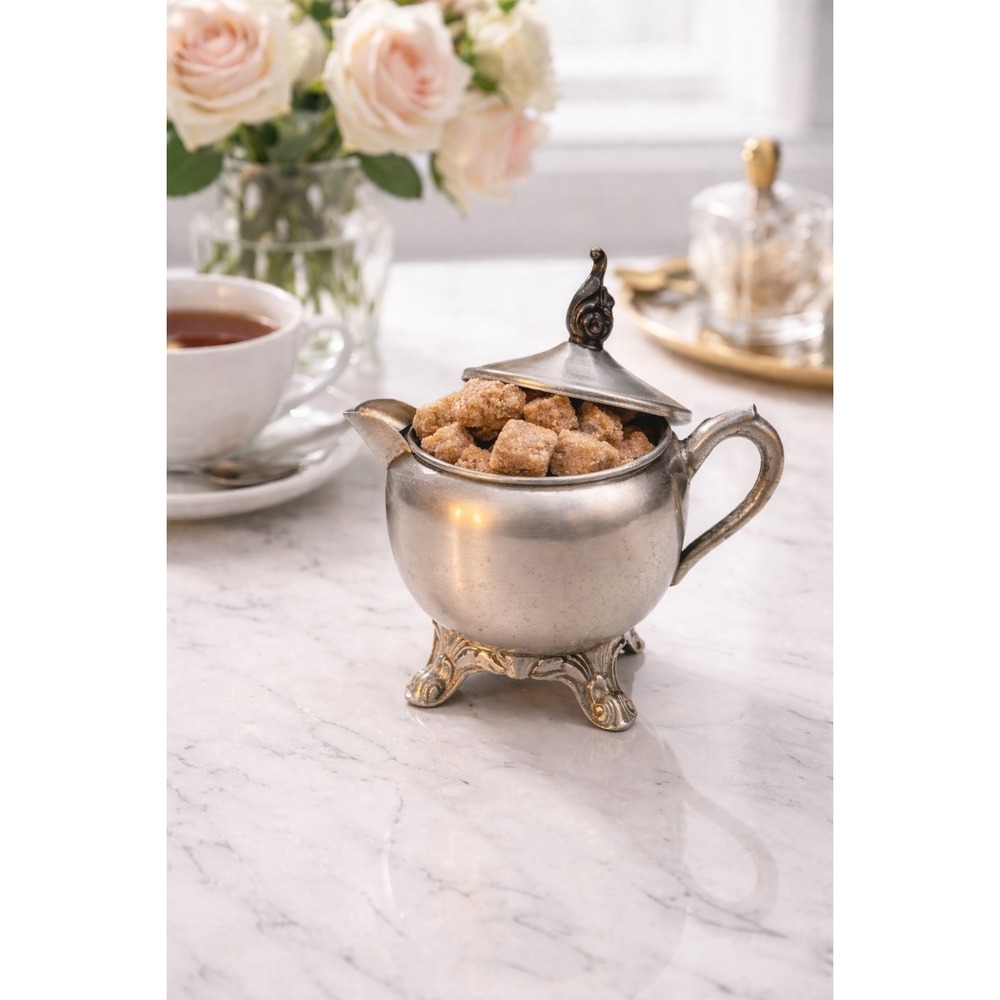 FB Rogers Silver Ornate Vintage Silverplated Footed Lidded Creamer Tea Party